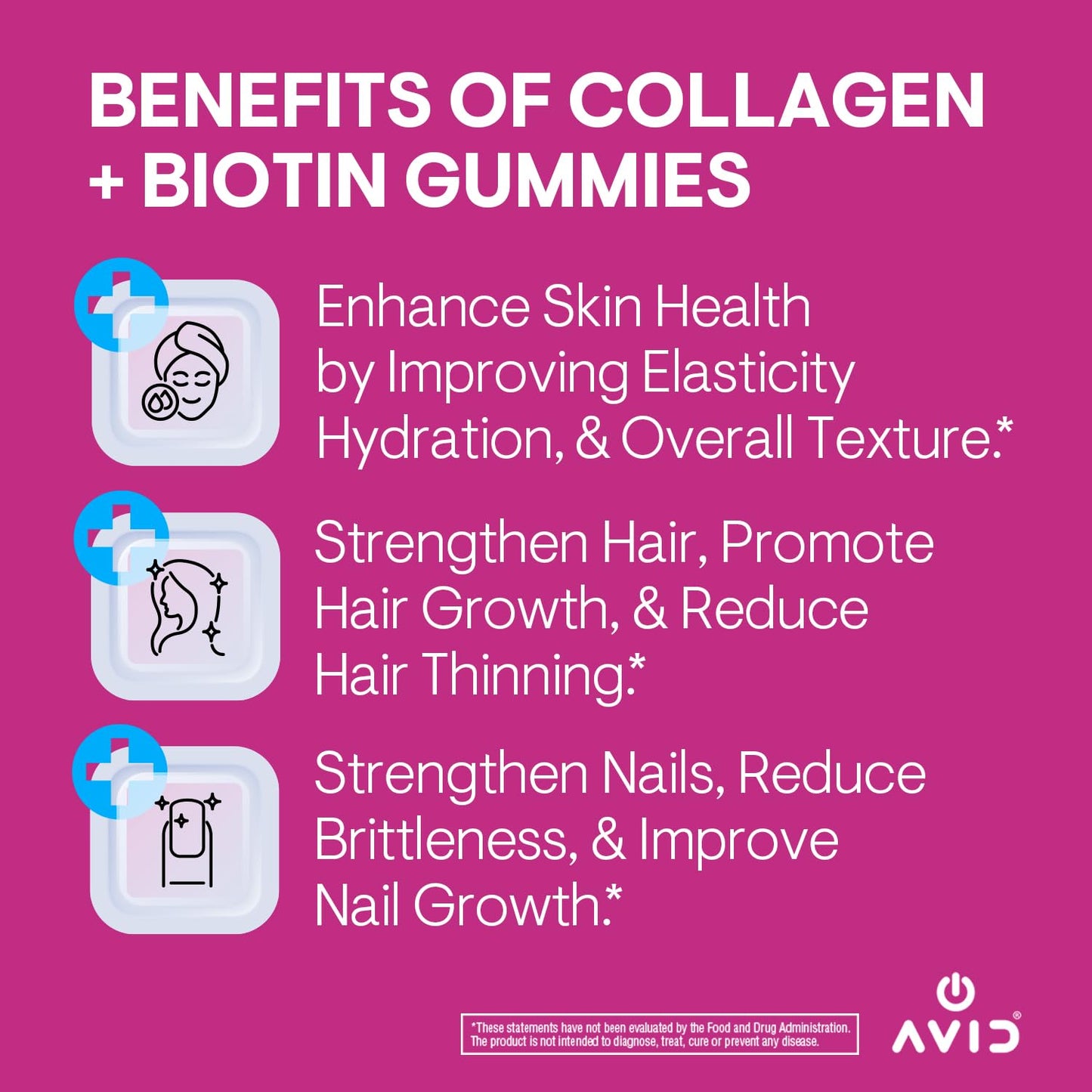 Avid Playboy Hair Skin and Nails Vitamins Biotin Collagen Gummies 60 Count