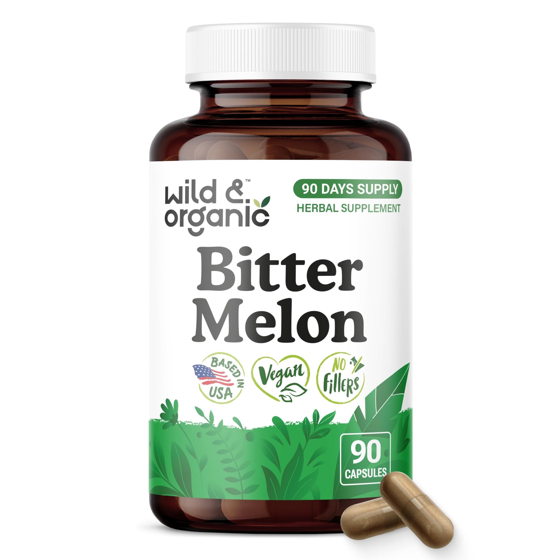 Wild & Organic Bitter Melon 500 mg Capsules 90 Count