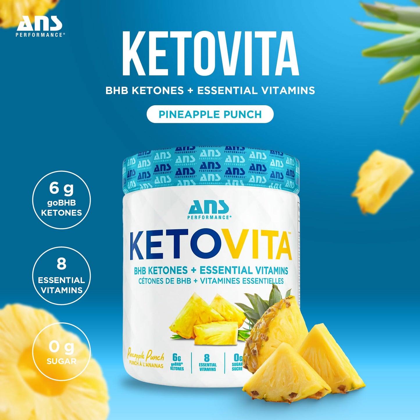 ANS Performance Ketovita BHB Ketones + Essential Daily Vitamins Powder, 8.18 Ounce