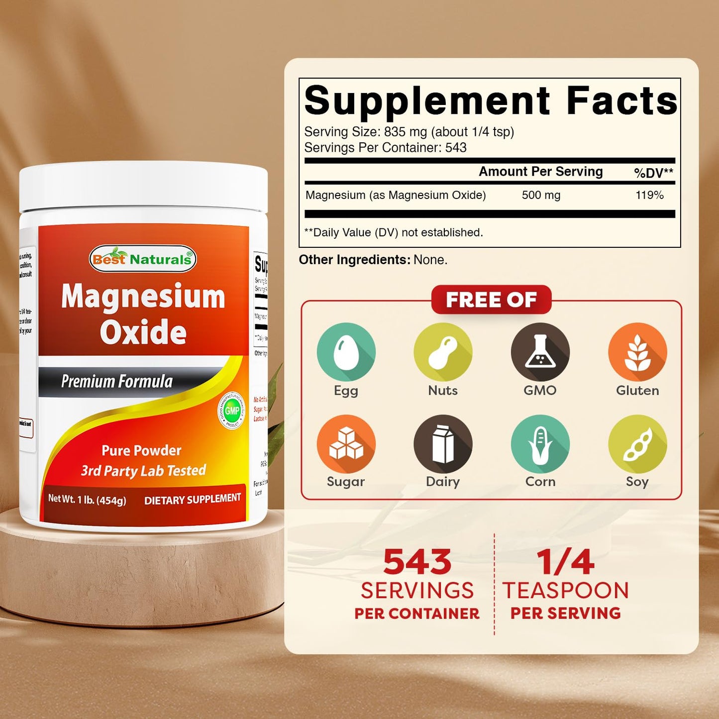 Best Naturals Magnesium Oxide Powder 16 Ounce