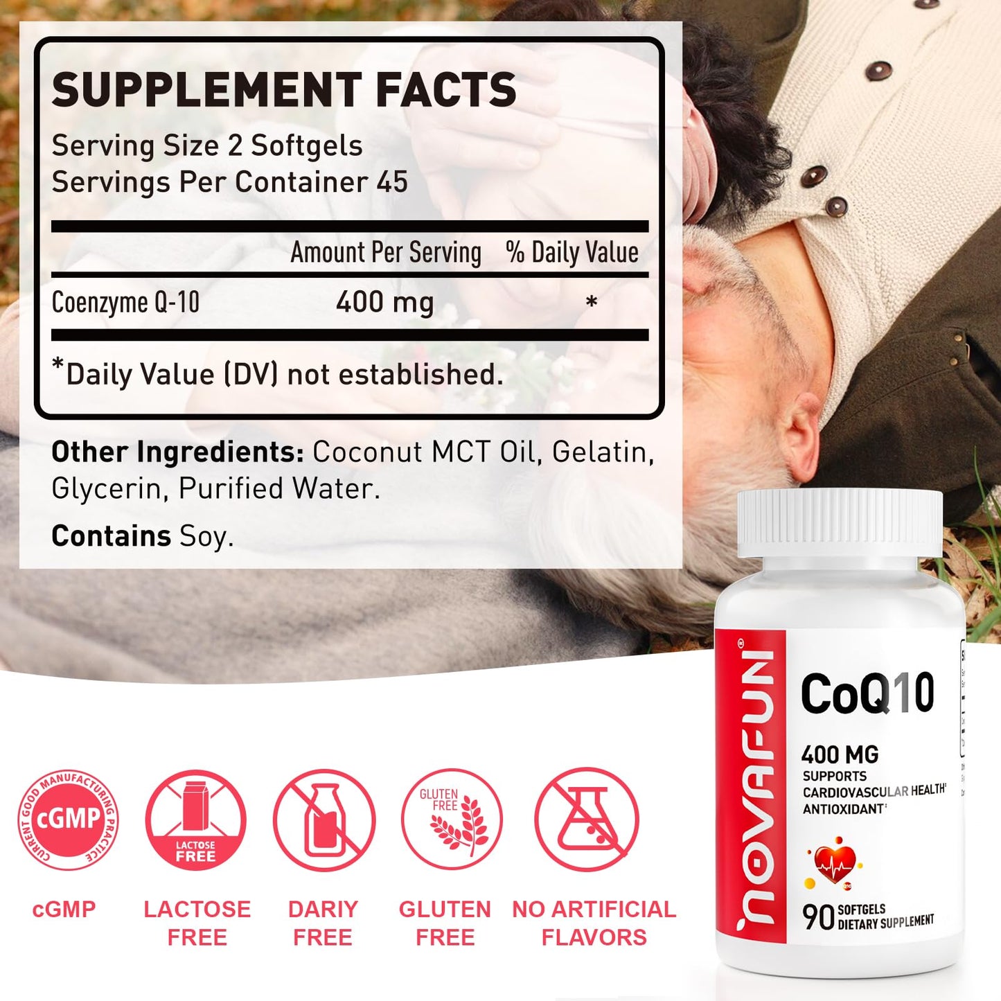 Novafun CoQ10 400mg Softgels, 90 Count