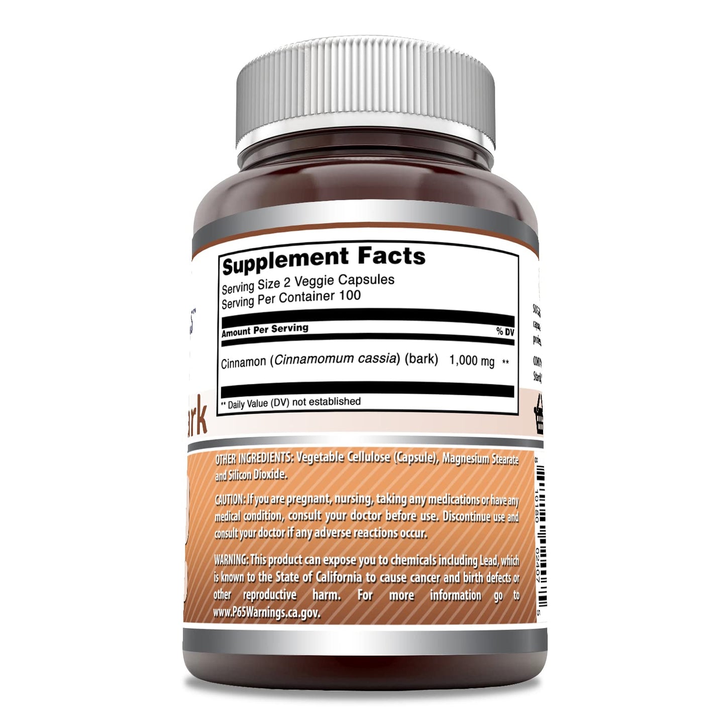 Amazing Nutrition Cinnamon Bark Supplement Capsules 200 Veggie Capsules