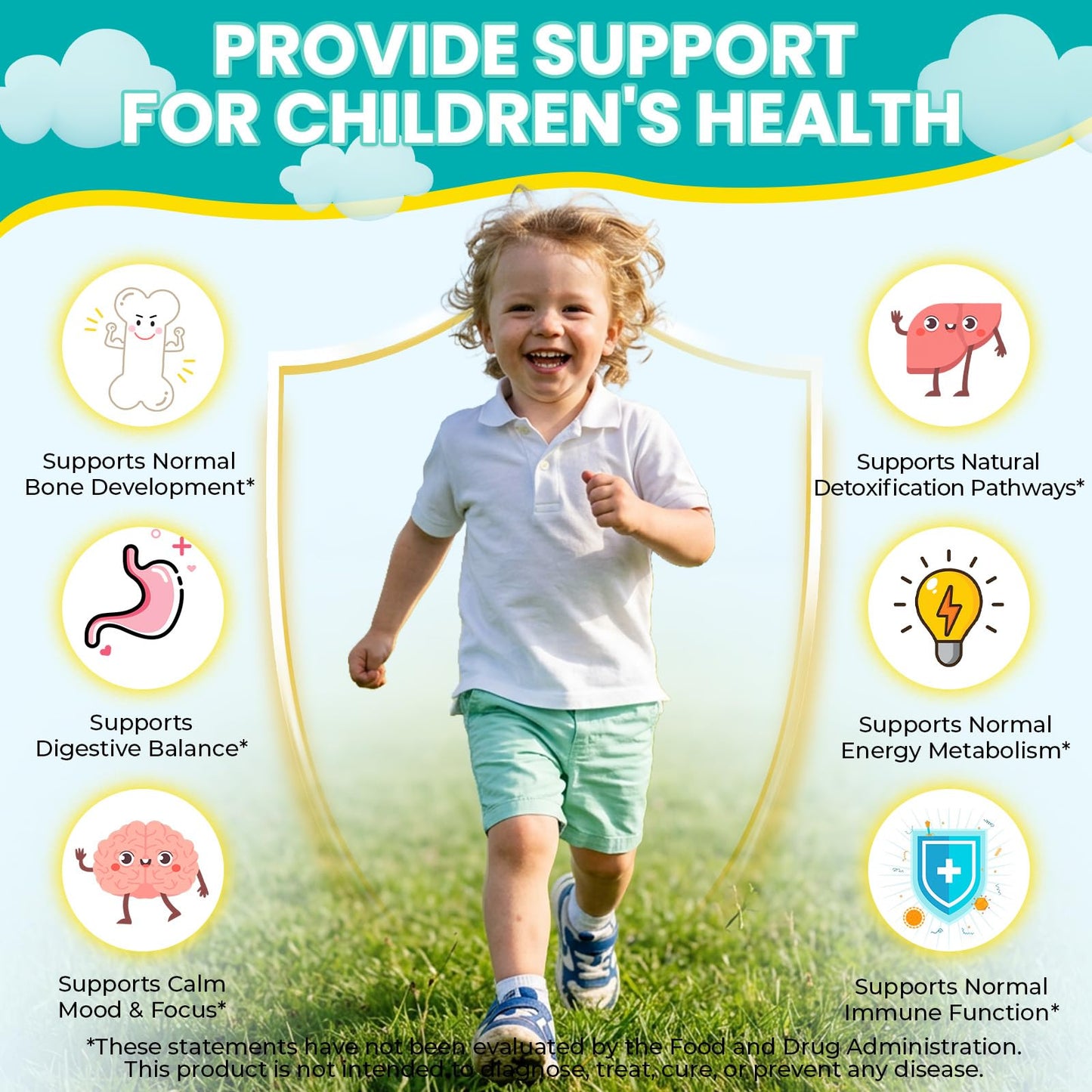 DLOMFVFQ Zeolite Kids Gummies Detox with Zeolite, Omega-3, Vitamin C, Vitamin D3, Zinc, B12 for Energy, Focus, Digestive & Immune Support, Sugar Free, 60 Gummies