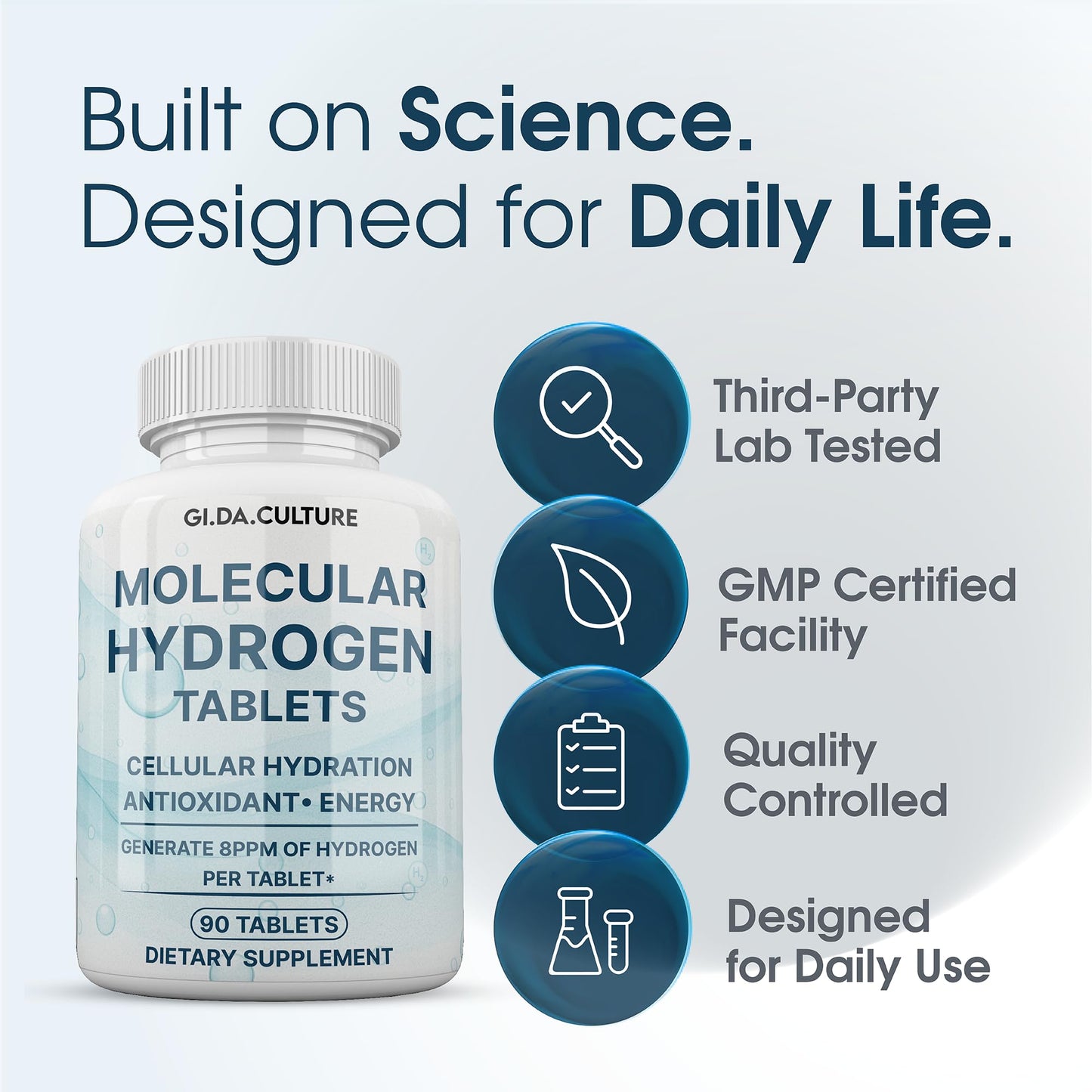 Gi.Da.Culture Molecular Hydrogen Water Tablets, 90 Count