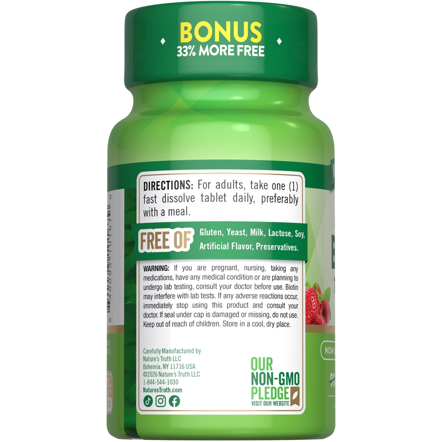 Nature's Truth Biotin 10000mcg Fast Dissolve Tablets, 120 Count