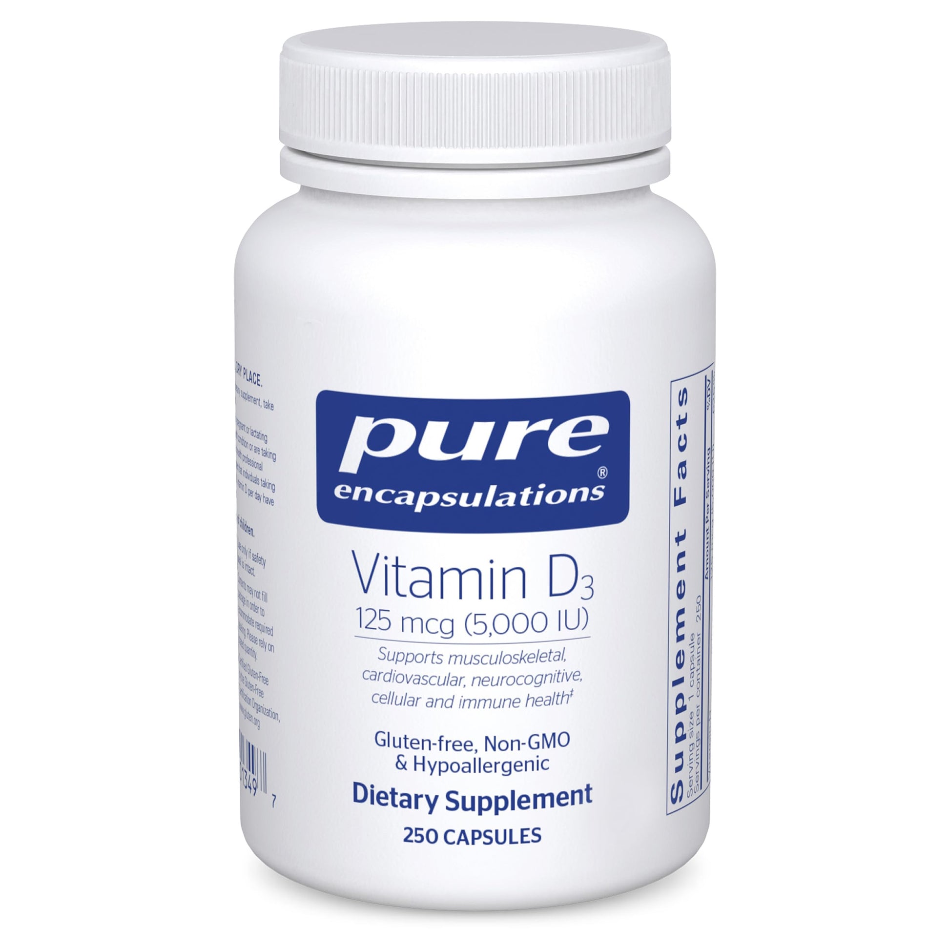 Pure Encapsulations Vitamin D3 125 mcg (5,000 IU) Capsules 250