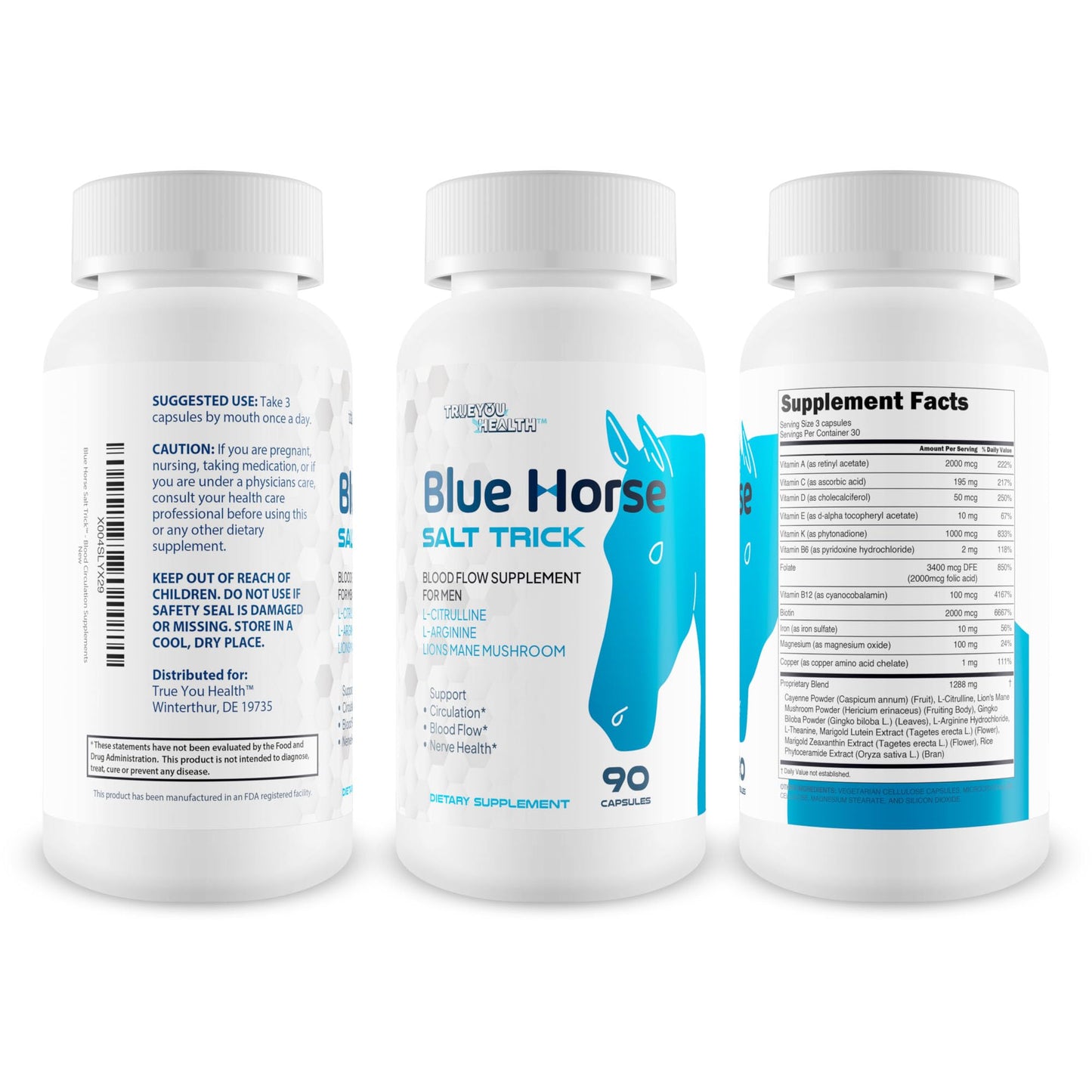 True You Health Blue Horse Salt Trick Capsules 90 Count