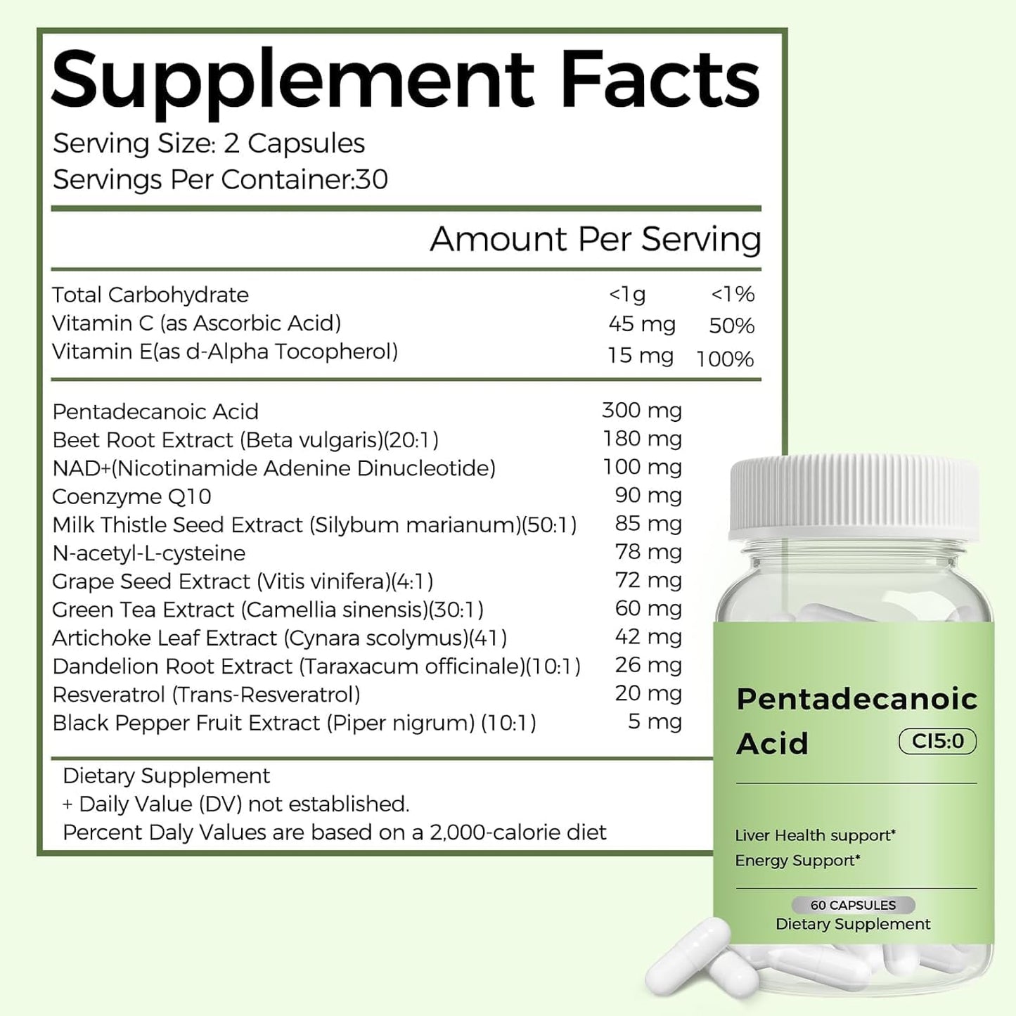 Engtozl Pentadecanoic Acid, C15:0 Supplement Capsule 60 Count