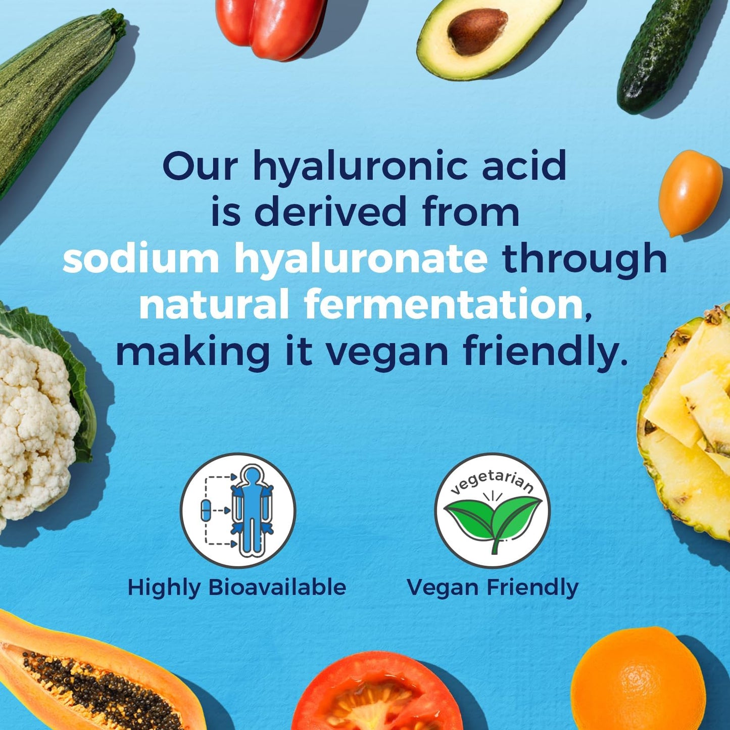 Vitalitown Hyaluronic Acid Supplements 250 mg, Plus 25 mg Vitamin C, Capsules, 90 Count
