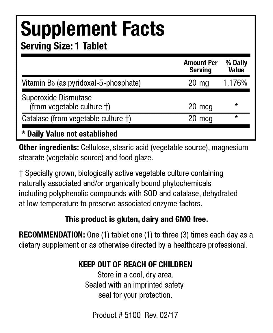 BIOTICS RESEARCH B6 Phosphate Biologically Active Form of Vitamin B6 (pyridoxal-5-phosphate), Supports Immune Function, Metabolism, Cardiovascular Health, 100 Tablets