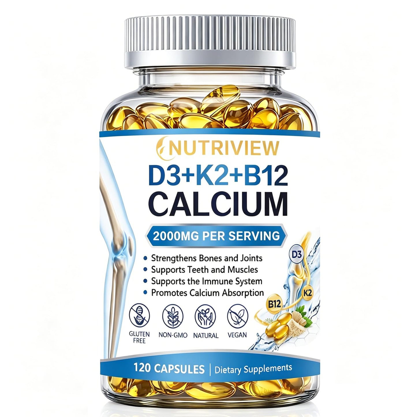 Nutriview Calcio D3 K2 B12 Softgels, 120 Softgels