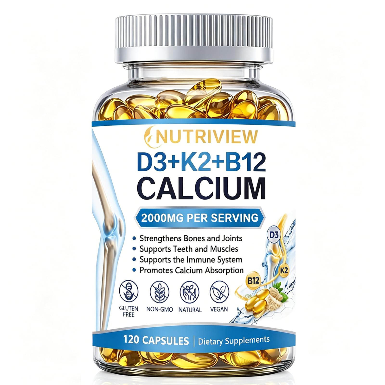 Nutriview Calcio D3 K2 B12 Softgels, 120 Softgels