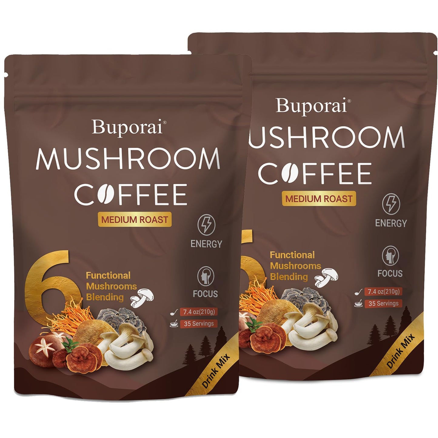 Buporai Mushroom Coffee Powder 14.8 oz (Pack of 2)