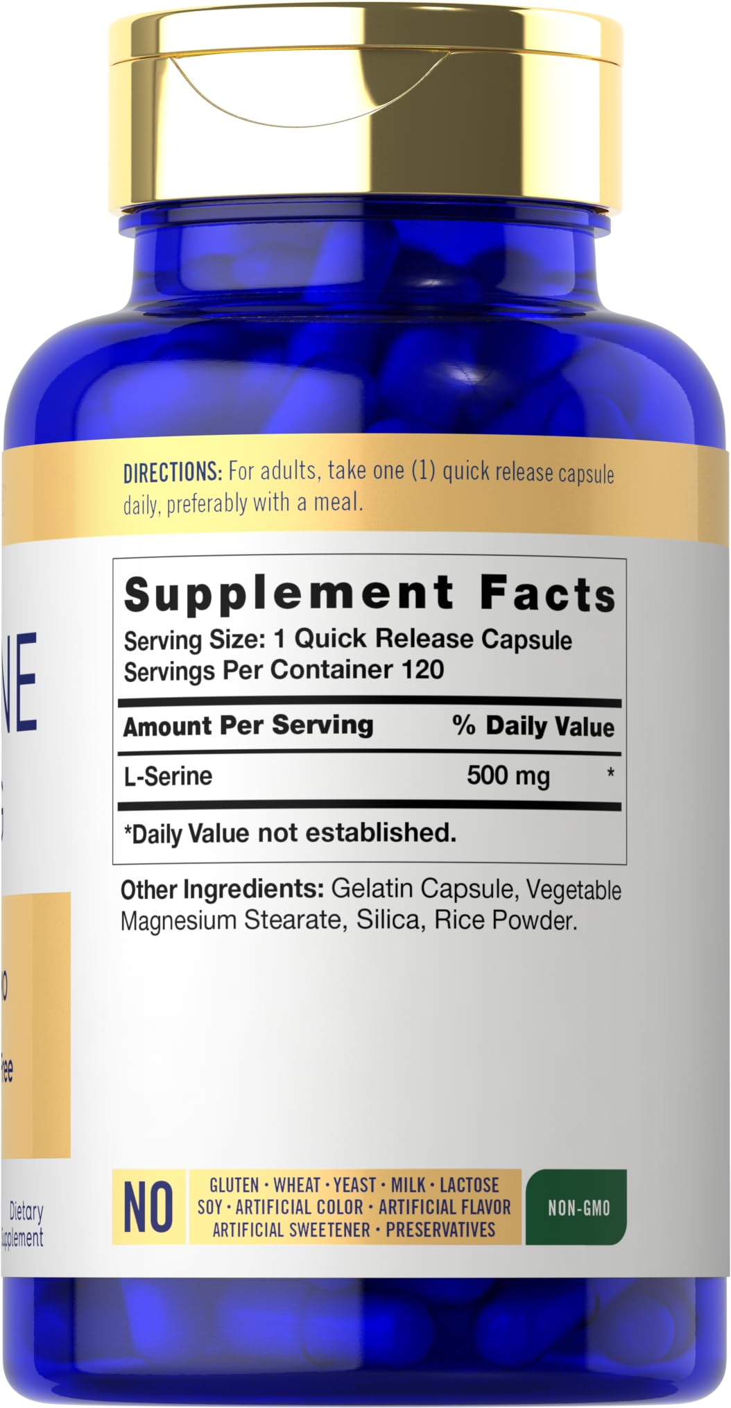Carlyle L-Serine Capsules 500 mg, 120 Count