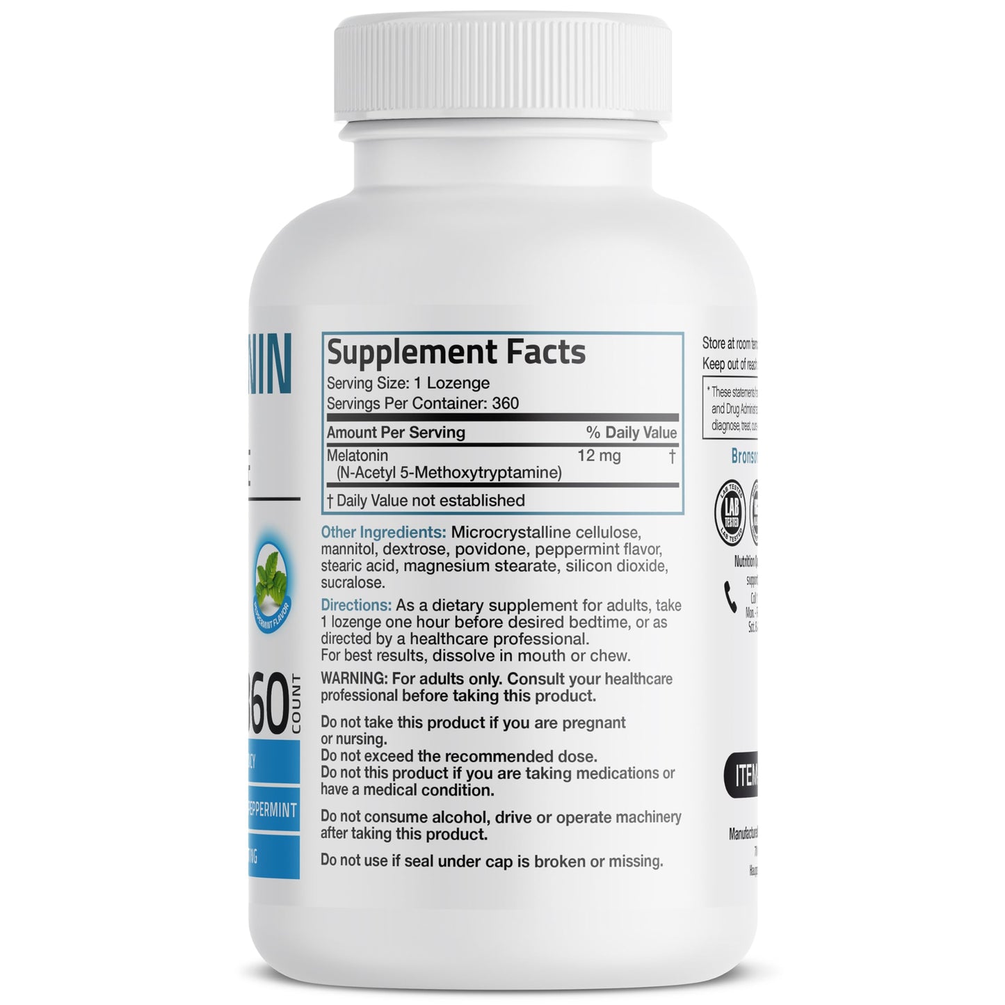 Bronson Melatonin 12 mg Fast Dissolve Sleep Support, 360 Tablets