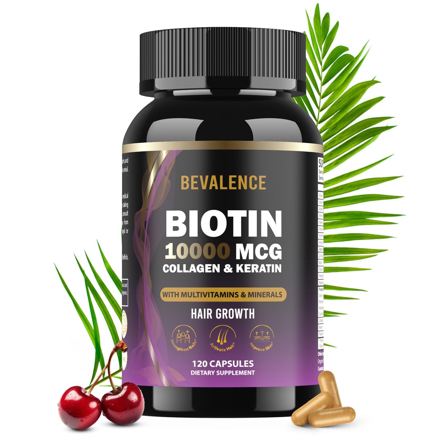 Bevalence Biotin 10,000 mcg Hair Growth Support Capsules, 120 Count