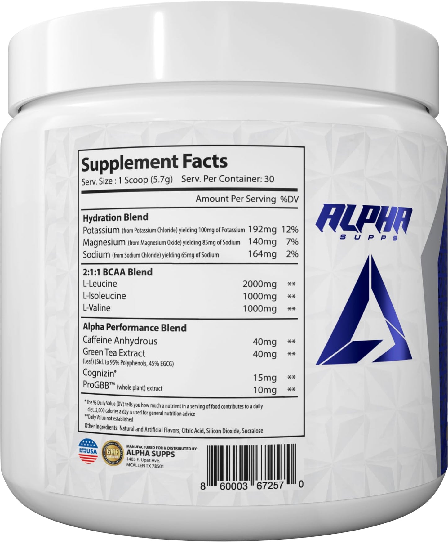 Alpha Supps Amino NRG+ BCAA Amino Energy Recovery Powder Fruit Burst 6 oz