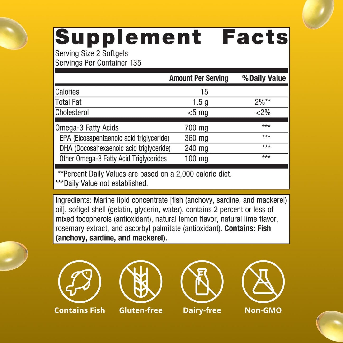 Metagenics OmegaGenics Fish Oil EPA-DHA 300-180 mg EPA & 120 mg DHA per Softgel 270 Softgels