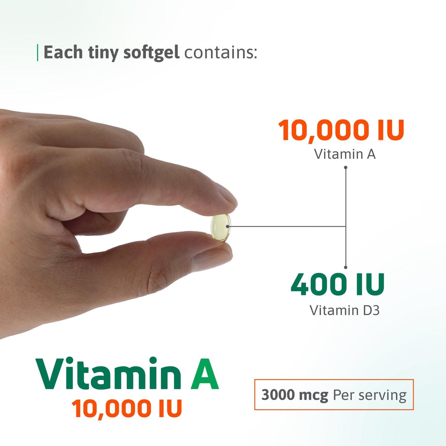 Nutra Nutrition Vitamin A 10,000 IU & Vitamin D3 400 IU Capsules, 100 Count