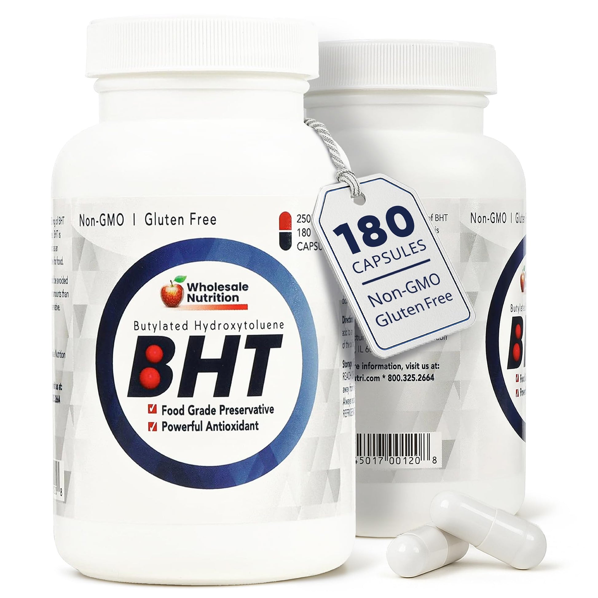 Wholesale Nutrition BHT 250mg Potent Antioxidant Non-GMO, Gluten-Free, 180 Capsules
