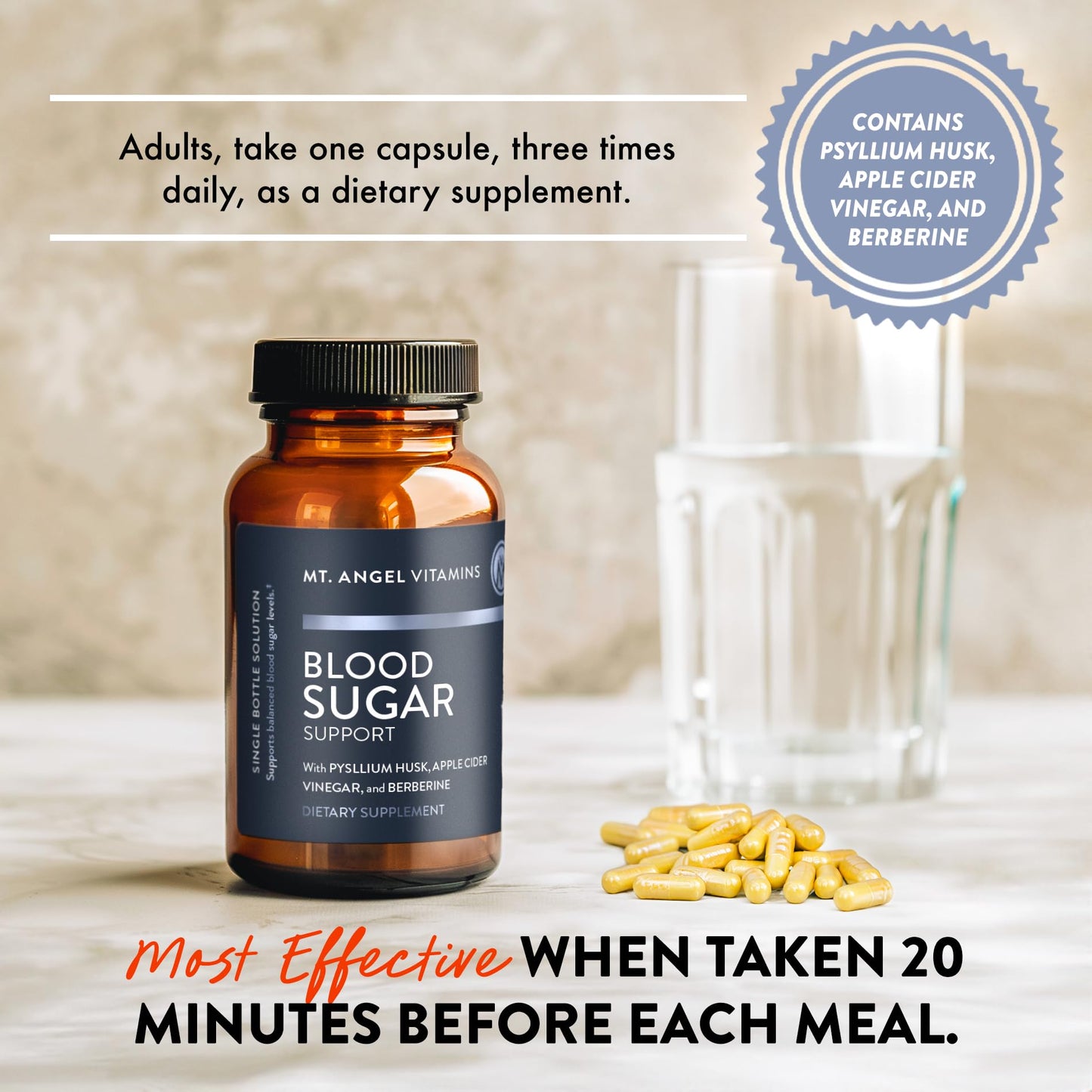 Mt. Angel Vitamins Blood Sugar Support Supplement Capsules, 60 Count