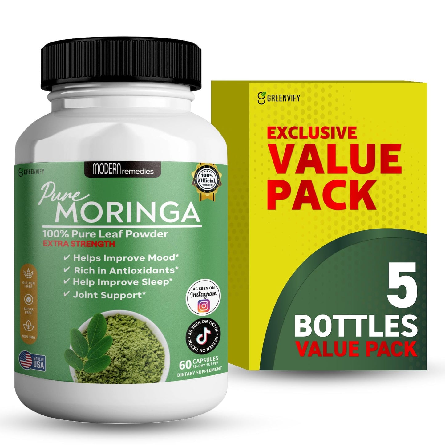 GREENVIFY Moringa Max Leaf Powder Supplement Capsules 300