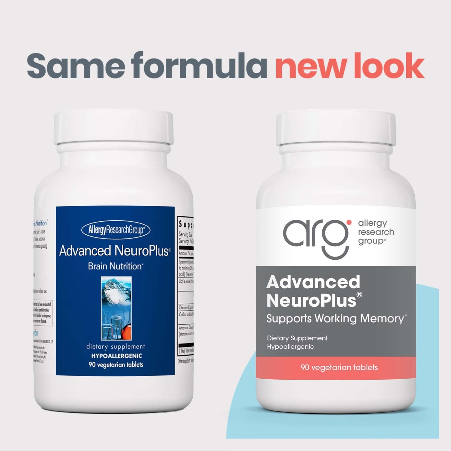Allergy Research Group Advanced NeuroPlus - Nootropic Formula with Spearmint Extract, Lions Mane & Citicoline - Supports Working Memory Focus & Cognitive Function - 90 Tablets