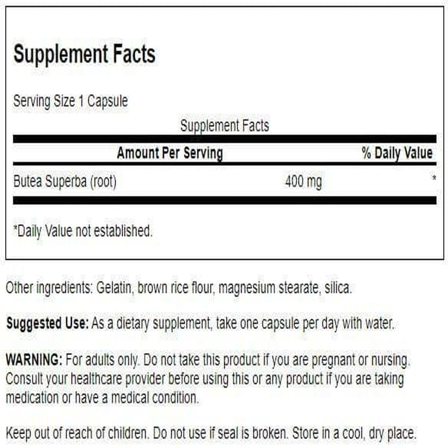 Swanson Butea Superba Root Full Spectrum Intimacy & Sexual Support 400 Milligrams Capsules 120