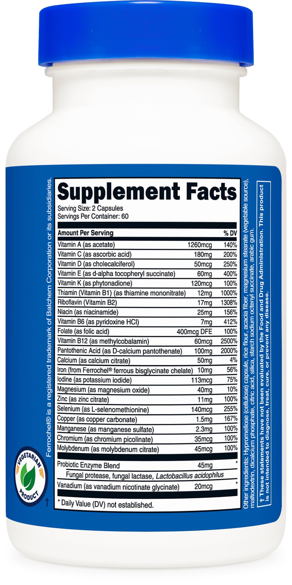 Nutricost Multivitamin with Probiotics Capsule 120 Count