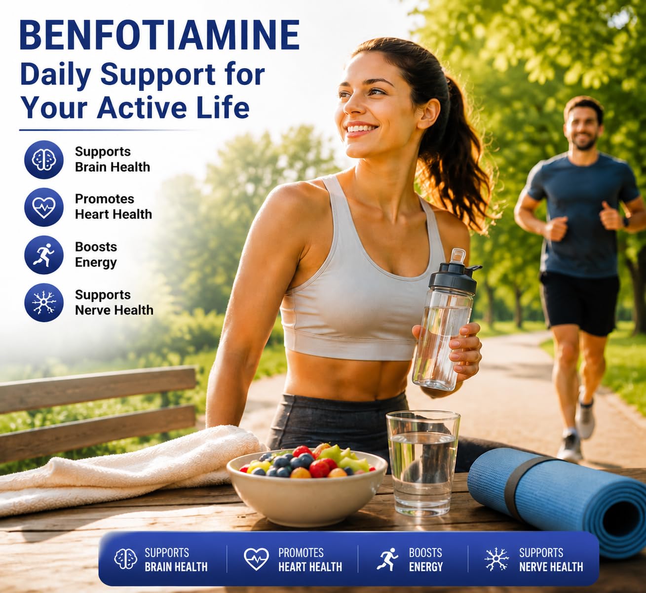 LIIFE Benfotiamine 300mg with Leucine Capsule, Fat-Soluble Vitamin B1 Support for Glucose Metabolism and Overall Health, 120 Veggie Capsules