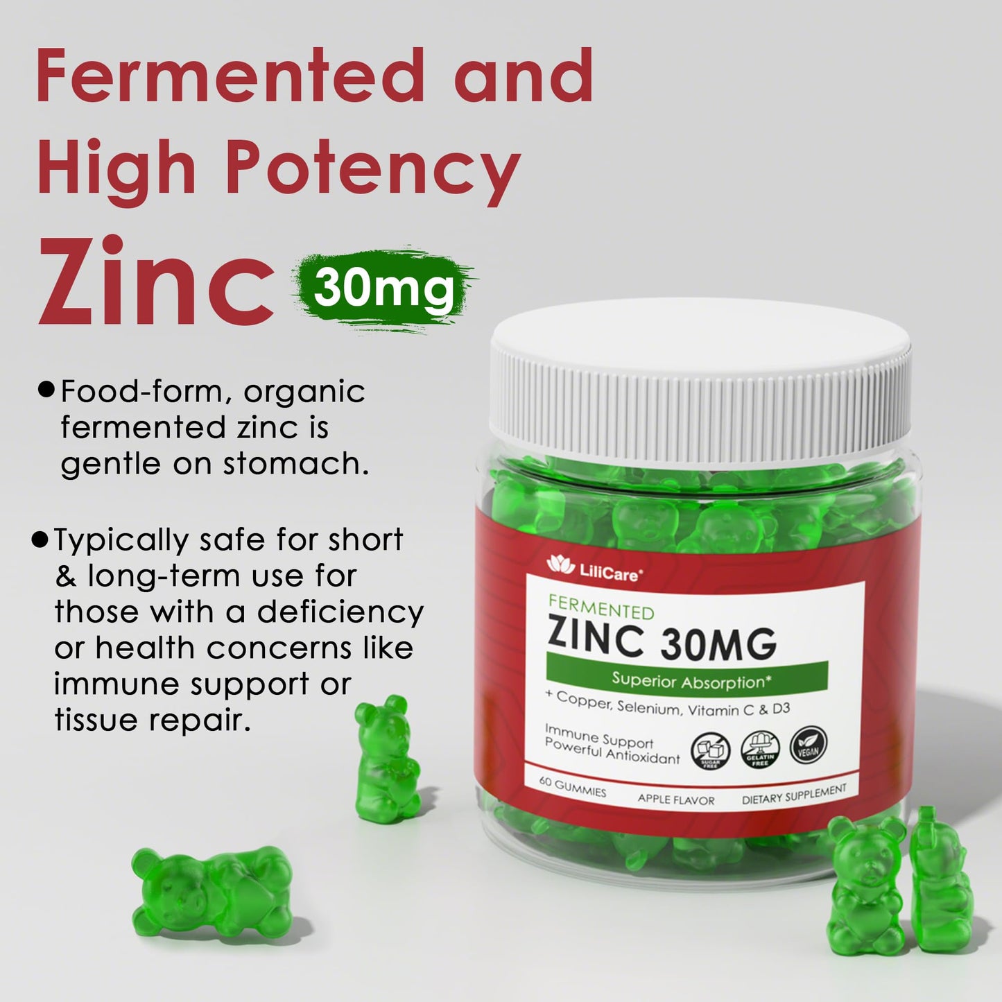 LILICARE Sugar Free Zinc Gummies + Glucosamine Chondroitin Gummies, 240 Gummies