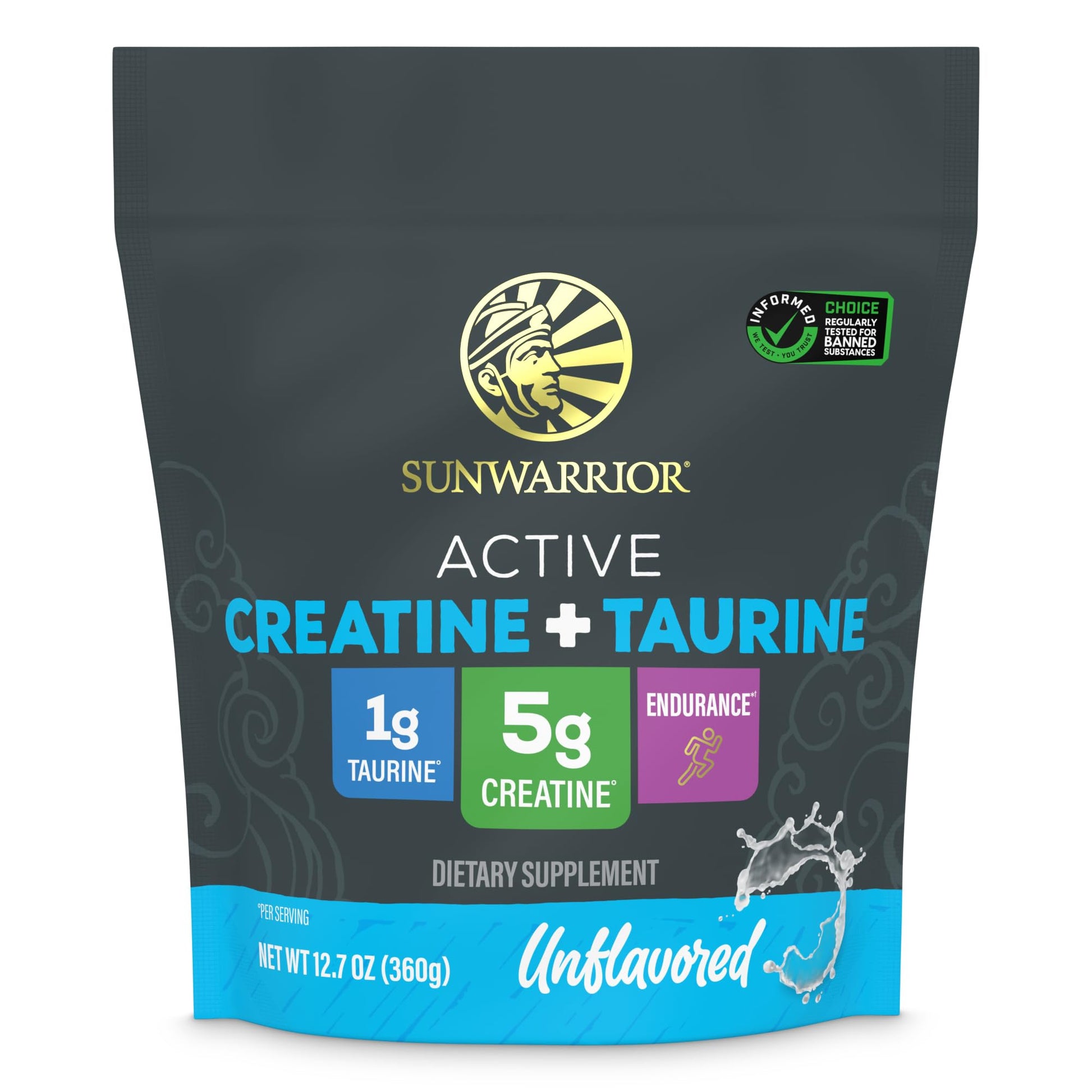 Sunwarrior Creatine Monohydrate Powder Taurine Supplement, 60 Servings