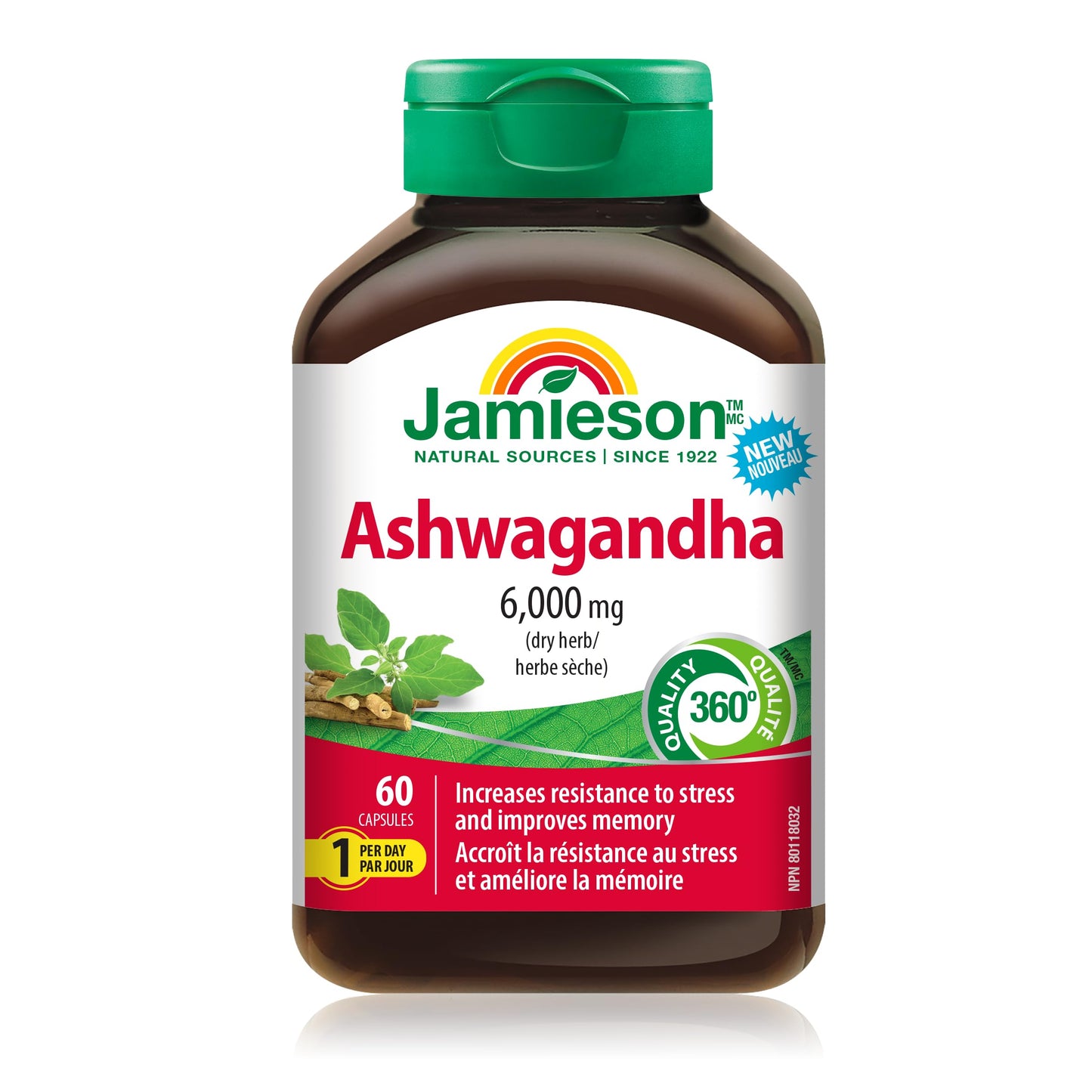 Jamieson Natural Stress Support with Ashwagandha Capsule 60 Count