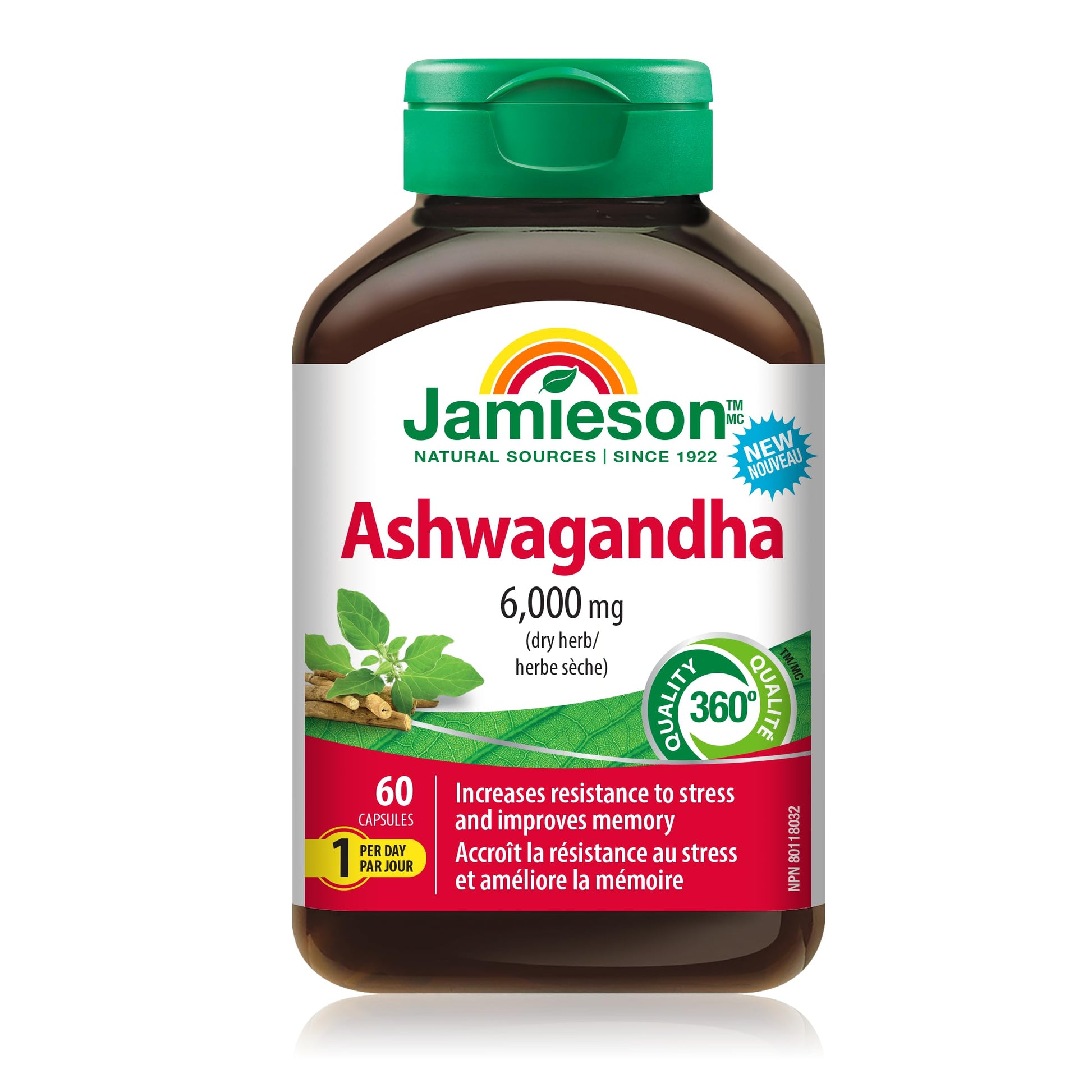 Jamieson Natural Stress Support with Ashwagandha Capsule 60 Count