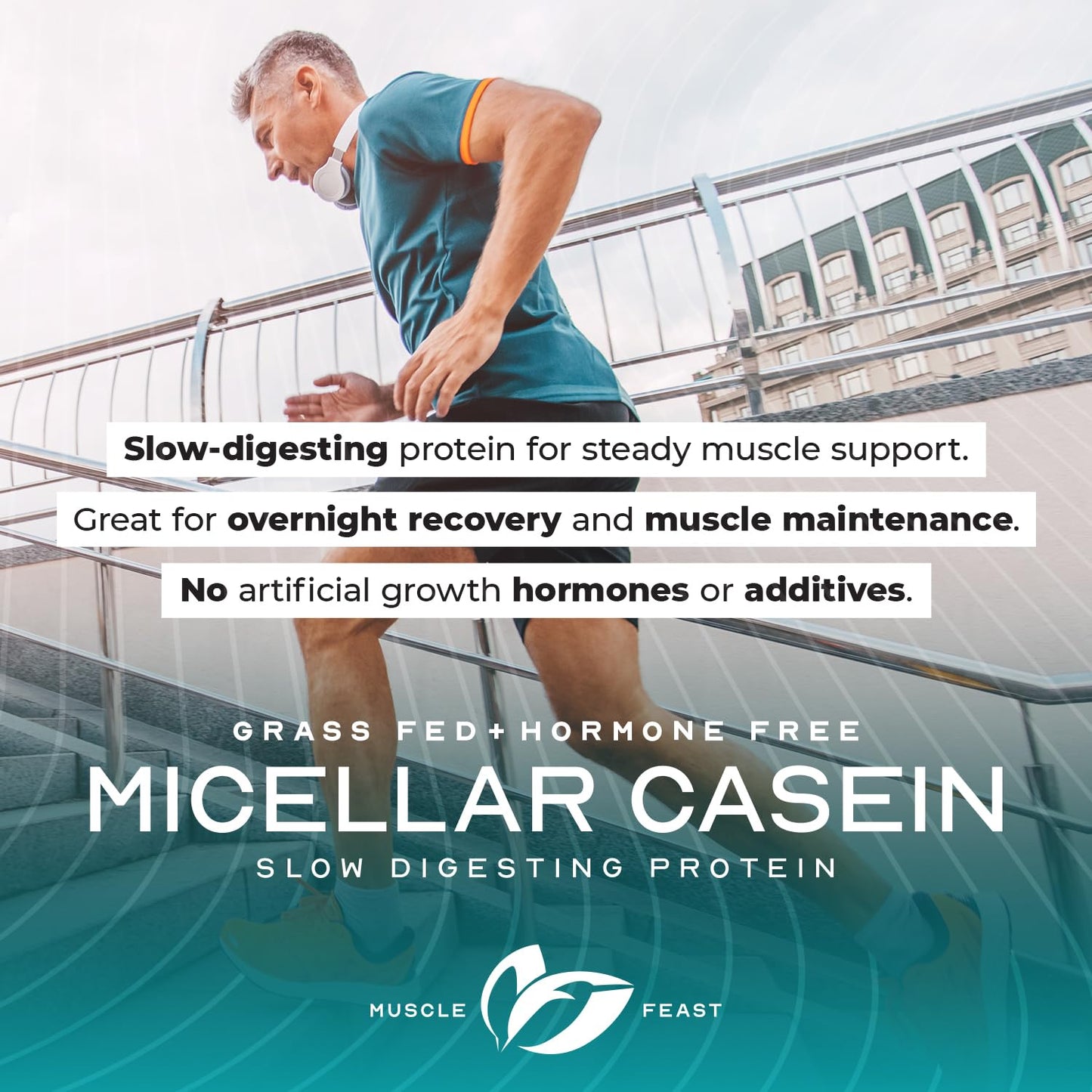 Muscle Feast Grass Fed Micellar Casein Protein Powder, Unflavored (4lb), 64 Servings