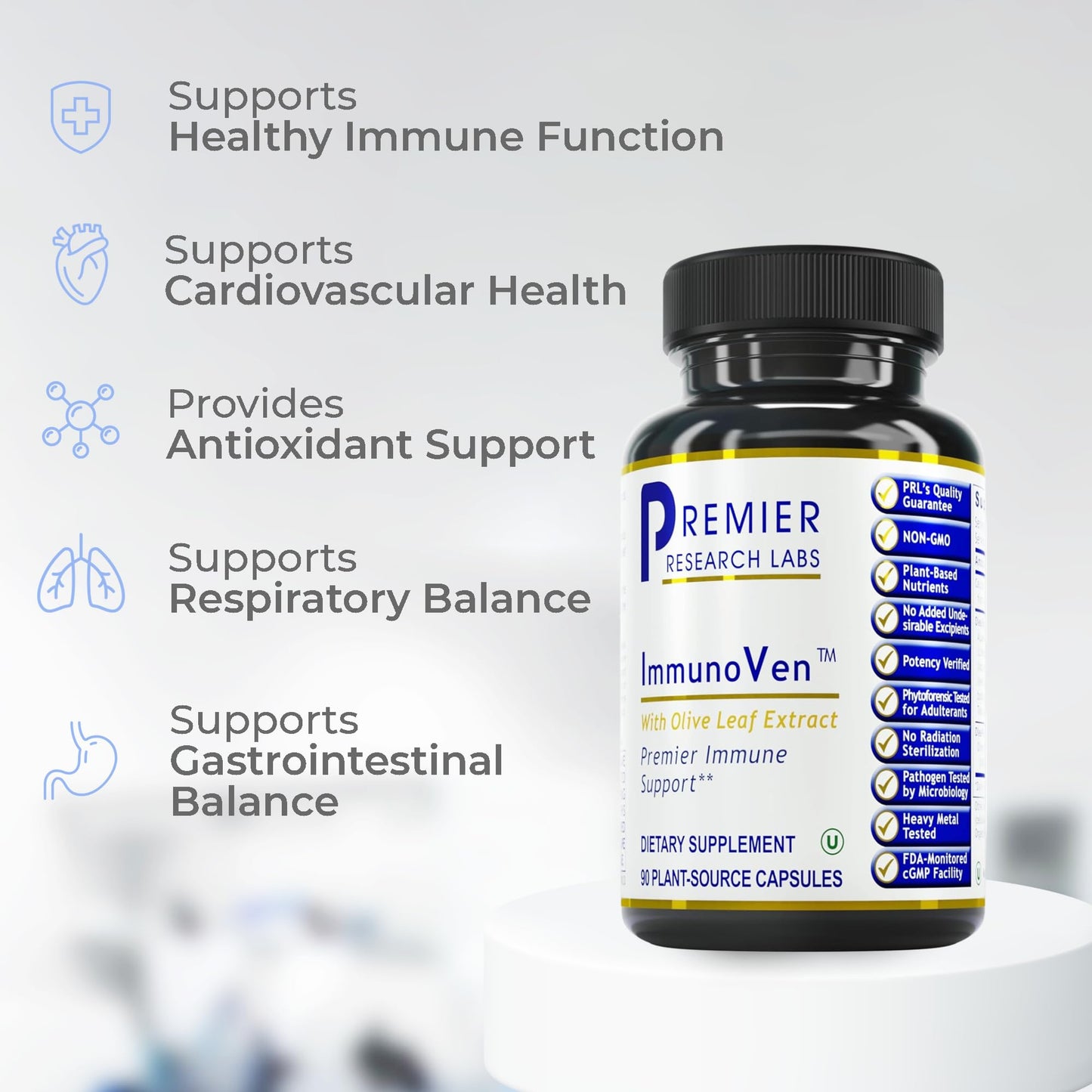 Premier Research Labs ImmunoVen Immune Health Olive Leaf Extract Capsules, 90 Vegetarian Capsules