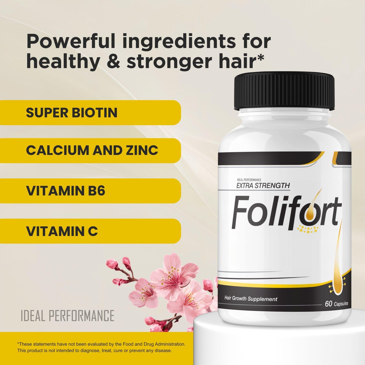 IDEAL PERFORMANCE Folifort Hair Growth Pills Capsules 300 Capsules