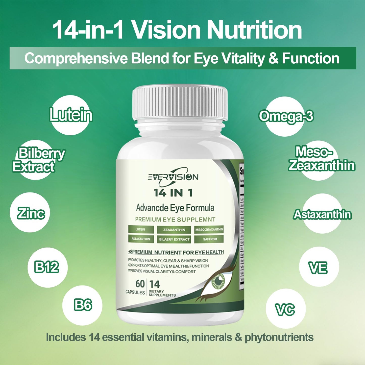 Generic EVERVISION 14 in 1 Advanced Eye Formula-Protect Your Eyes Capsule, 60
