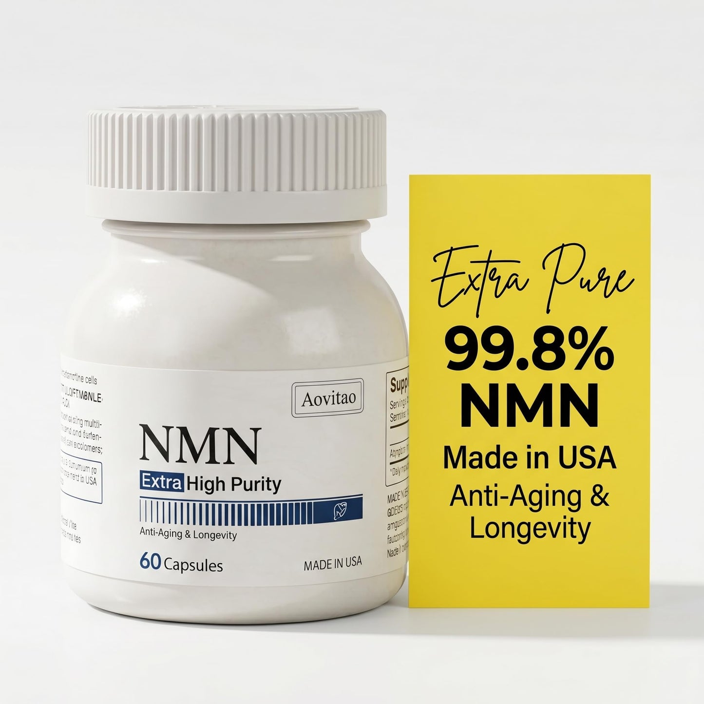 AOVITAO NMN Supplement 500mg Ultra Pure 99.8% Stabilized Form Supports NAD+ Production, Cellular Health & Healthy Aging 60 Capsules