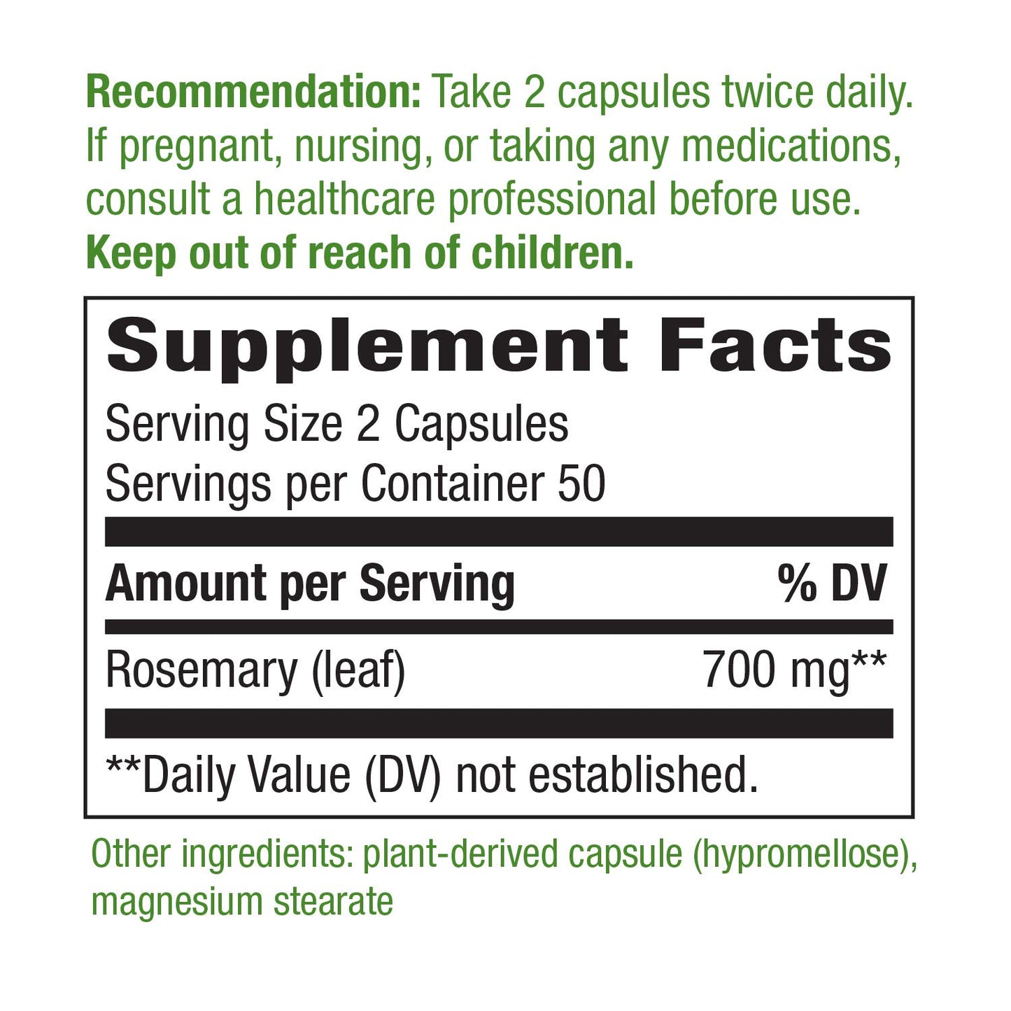 Nature's Way Premium Herbal Rosemary Leaf 350 mg Capsules 400 Count