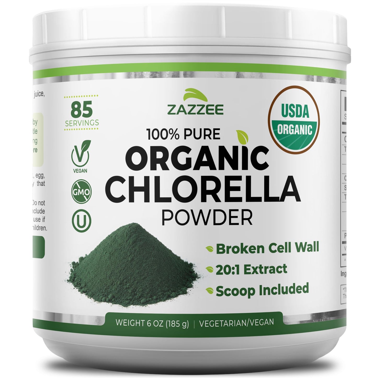 Zazzee USDA Organic Chlorella Powder, Broken Cell Wall, 6 oz