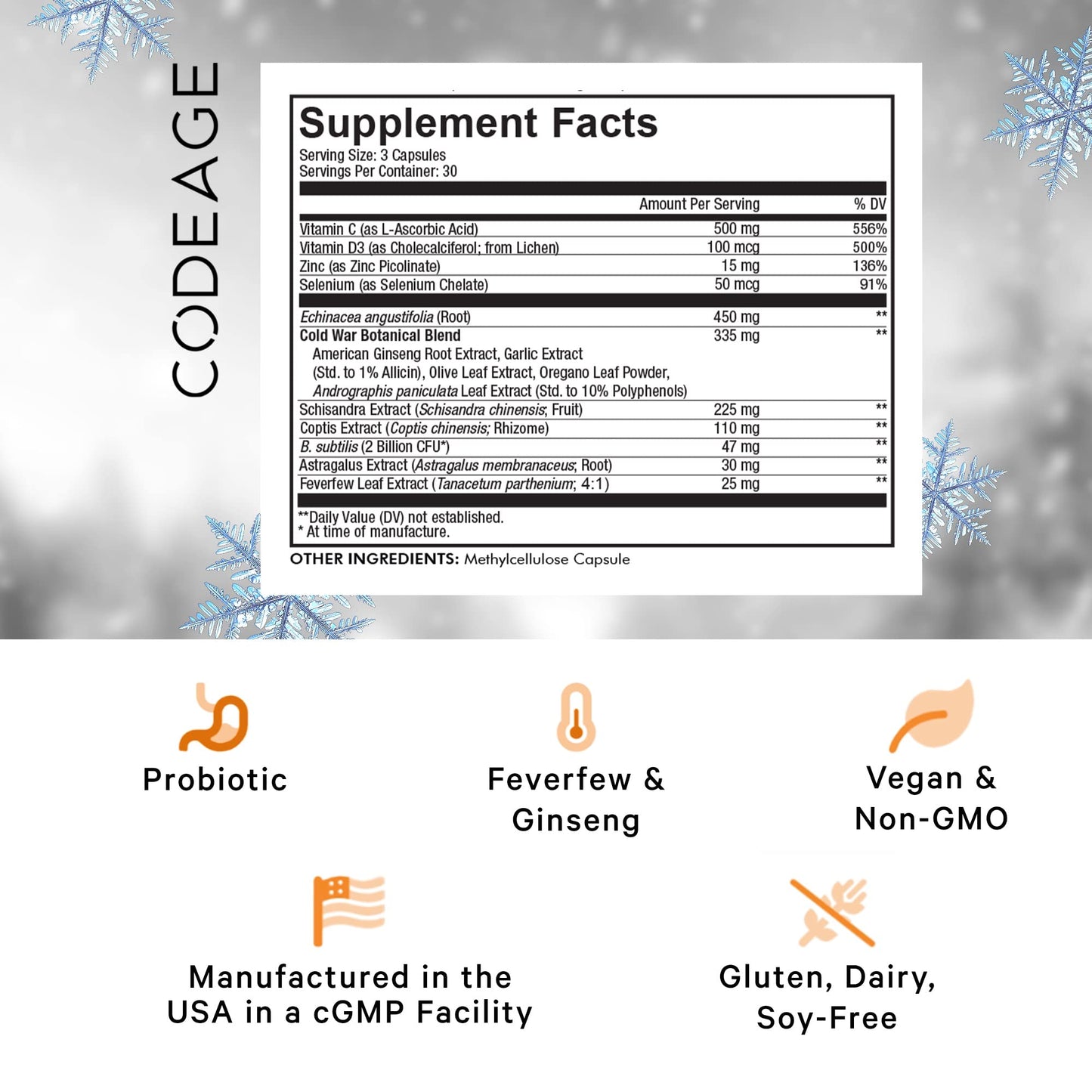 Codeage Clearhead Echinacea+ Supplement Capsules 90 Count