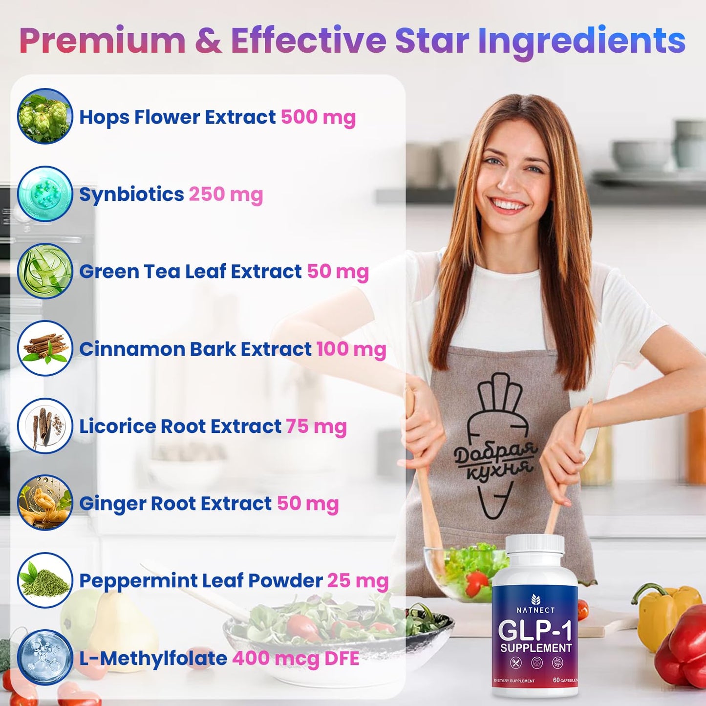 Natnect GLP-1 Supplement Support Capsule, 60 Capsules