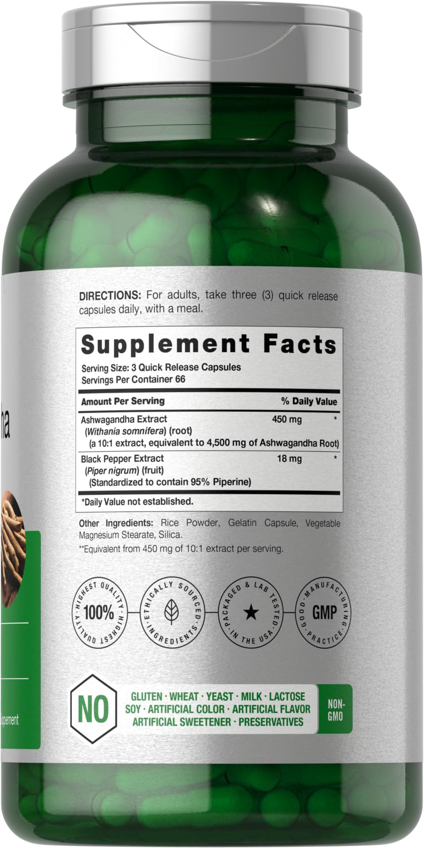 Horbäach Ashwagandha Supplement for Women and Men Max Strength Herb Root Extract with Black Pepper Extract 200 Capsules