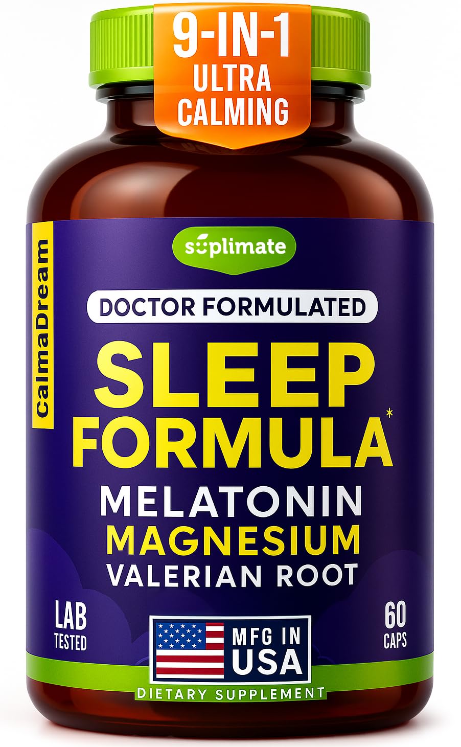 SUPLIMATE 9-in-1 Melatonin Sleep Aid for Adults Capsule, 60 Count
