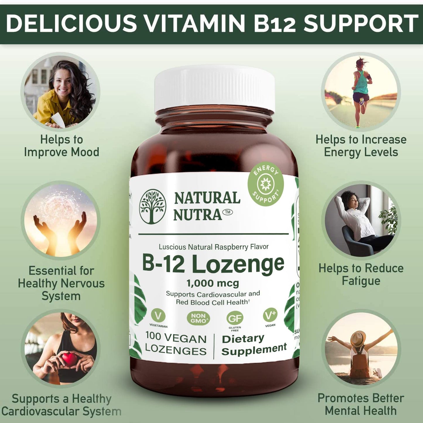 Natural Nutra Vitamin B12 Supplement Tablet, 100 Count