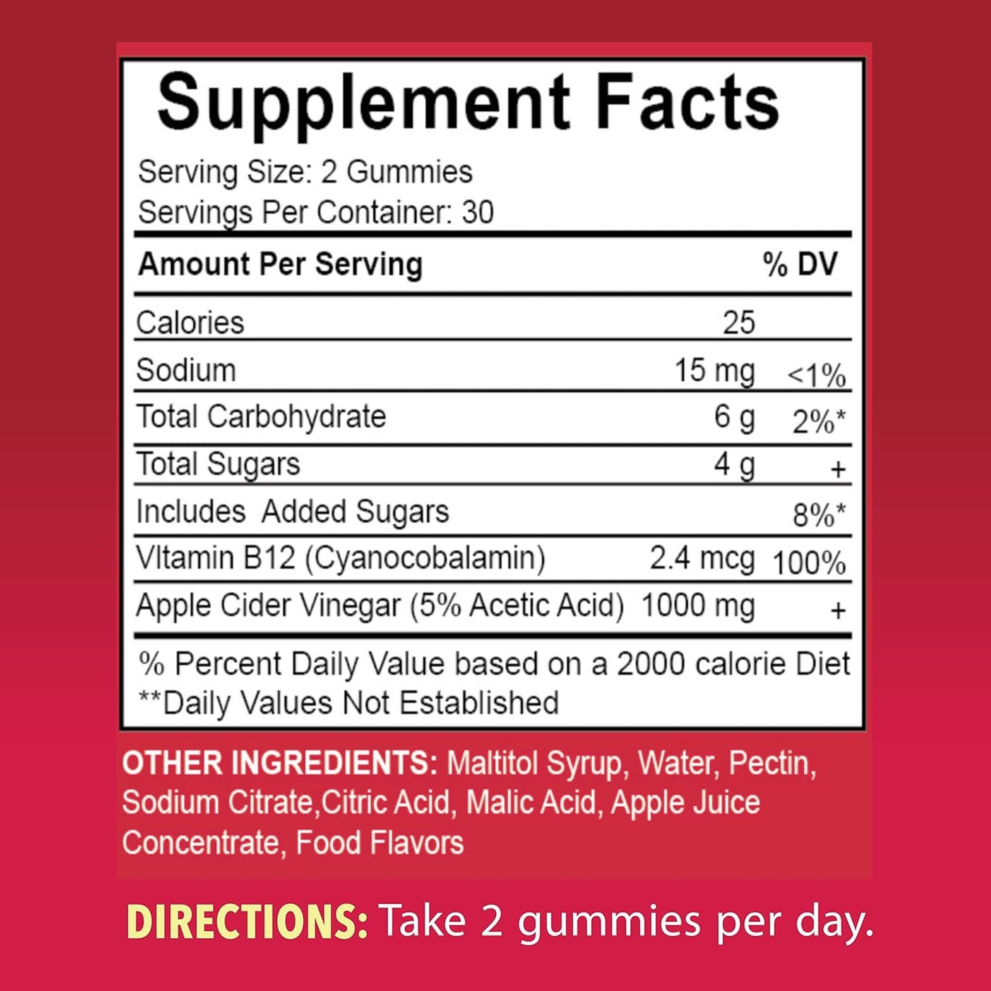 RTMGOB Apple Cider Vinegar Gummy with Vitamin B12, 60 Gummies