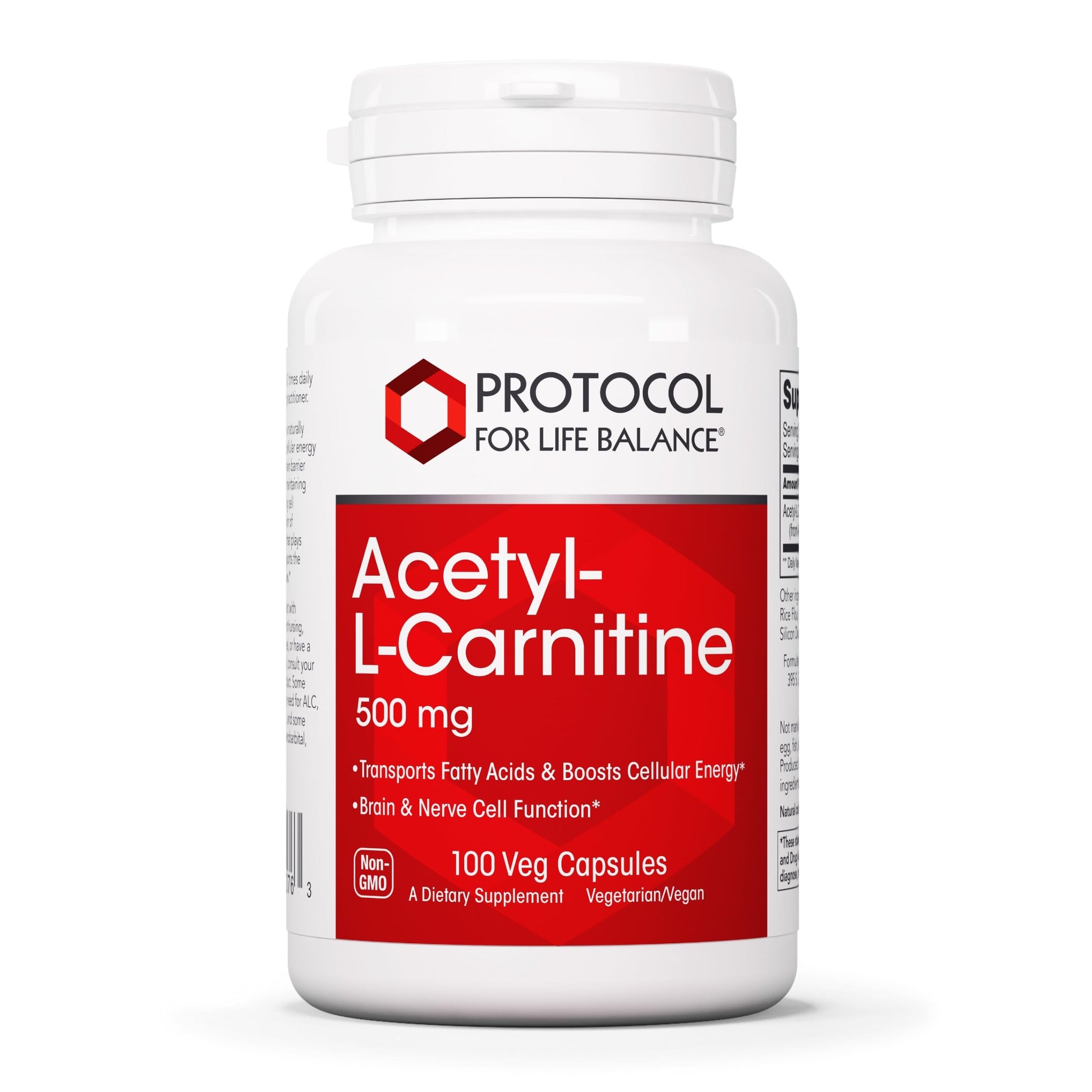 Protocol for Life Balance Acetyl-L-Carnitine 500mg Capsules, 100 Count
