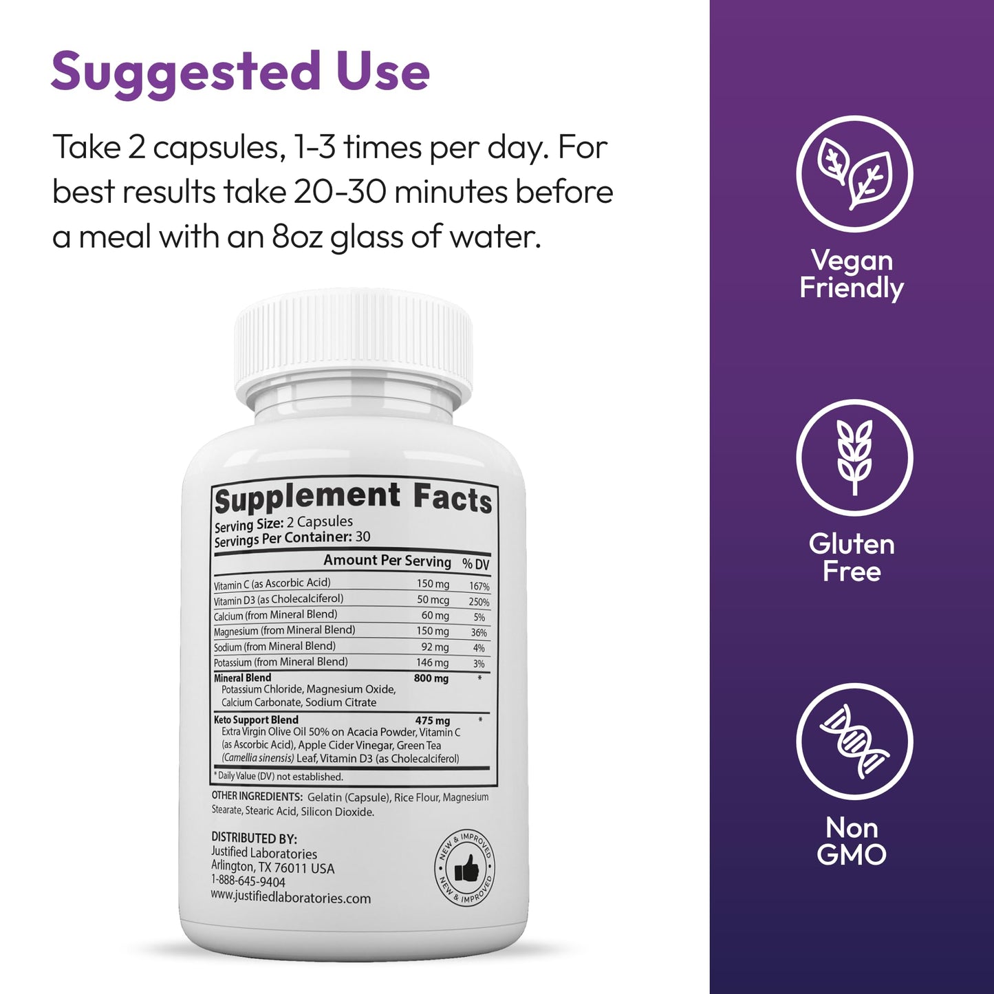 Justified Laboratories Optimal Keto 60 Capsules