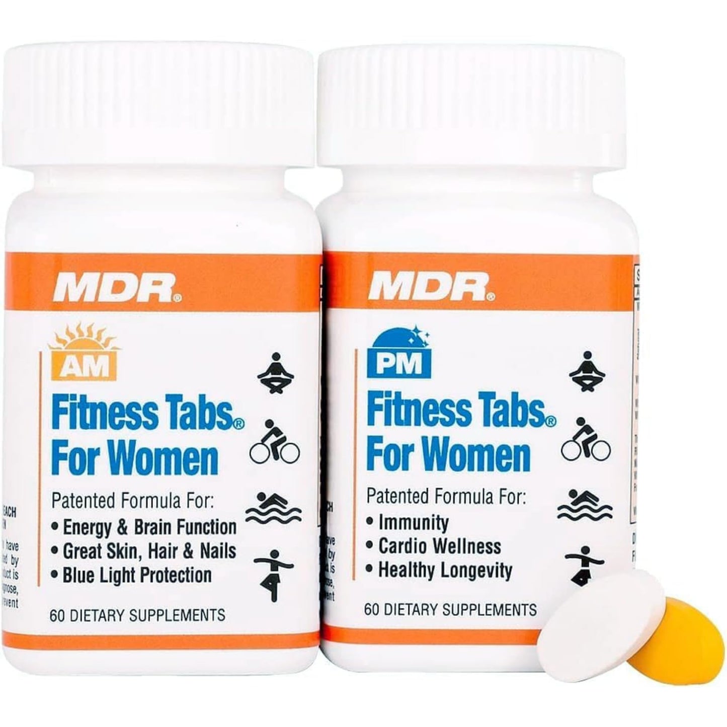 MDR Fitness Tabs Patented AM/PM Multivitamin for Women – Doctor Formulated Daily Supplement Supporting Energy, ATP & NAD Production, Fitness, Immunity & Healthy Aging – Gluten Free, 120 Tablets